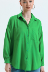 Kadın Yeşil Cepli Oversize Uzun Basic Poplin Gömlek Kadın Yeşil Cepli Oversize Uzun Basic Poplin Gömlek