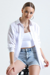 Kadın Beyaz Cepli Oversize Uzun Basic Poplin Gömlek Kadın Beyaz Cepli Oversize Uzun Basic Poplin Gömlek